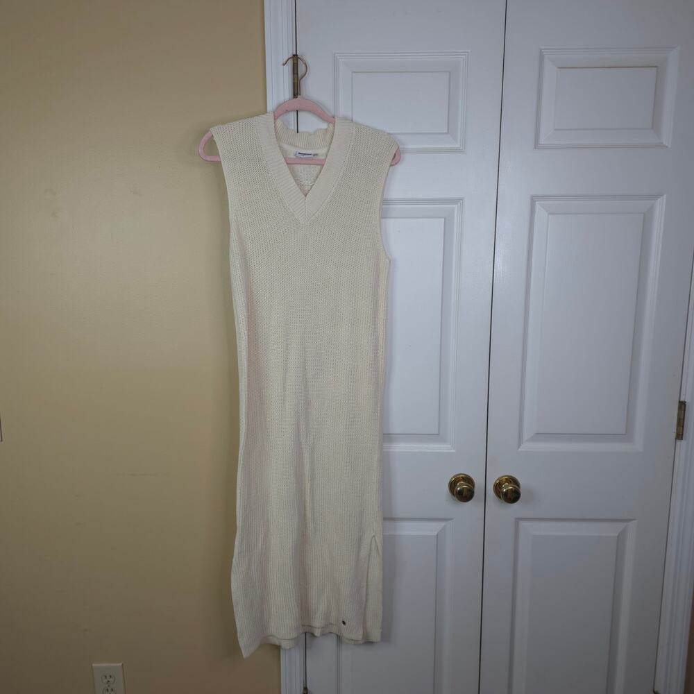 Noisy May Cream V-Neck Sleeveless Knitted Maxi Sweater Dress Size S